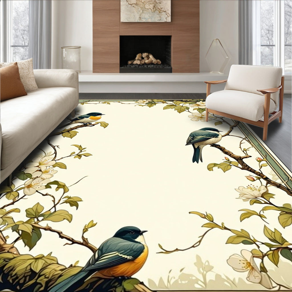 Birds and Branches Nature Art Rug