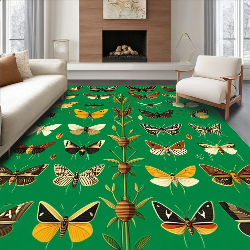 Diverse Butterfly Moth Collection Pattern Rug