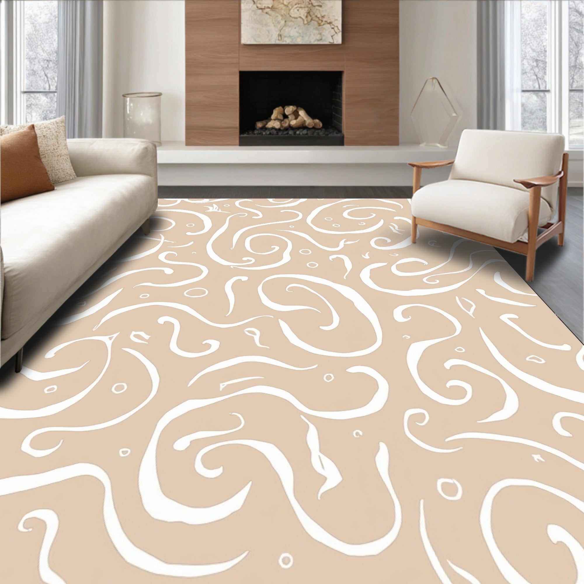 Abstract Swirls Whimsical Pattern Rug
