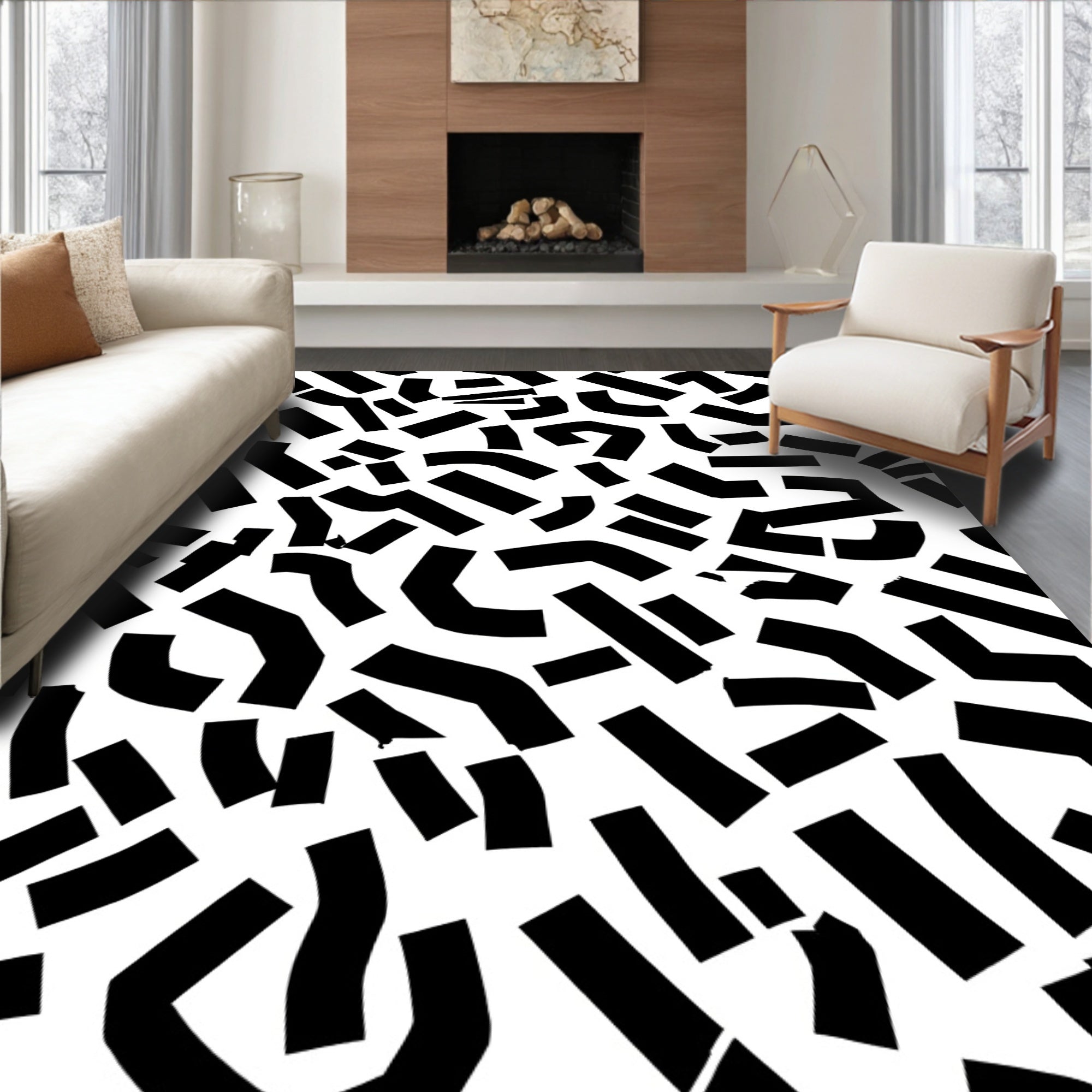 Monochromatic Dynamic Abstract Pattern Rug