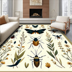 Botanical Insects Flora Pattern Rug
