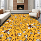 Whimsical Bee Floral Swirl Pattern Rug
