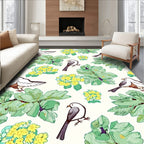 Whimsical Birds Spring Flowers Design Rug