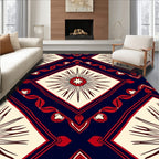 Bold Red Sunburst Geometric Rug