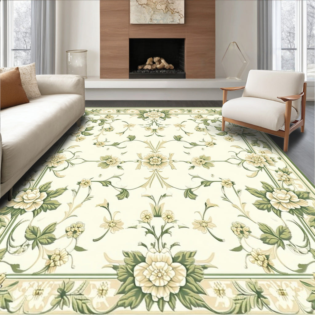 Vintage Floral Garland Scrollwork Pattern Rug