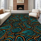 Abstract Teal Orange Swirls Pattern Rug