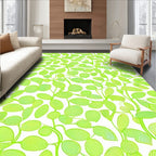 Vibrant Green Leafy Vines Pattern Rug