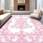 Elegant Pink Rococo Swirl Rug