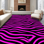 Bold Pink Black Zebra Stripe Rug
