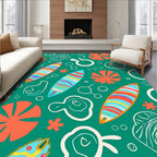 Retro Surfboard Floral Pattern Rug