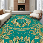Mandala Floral Patterned Teal Rug