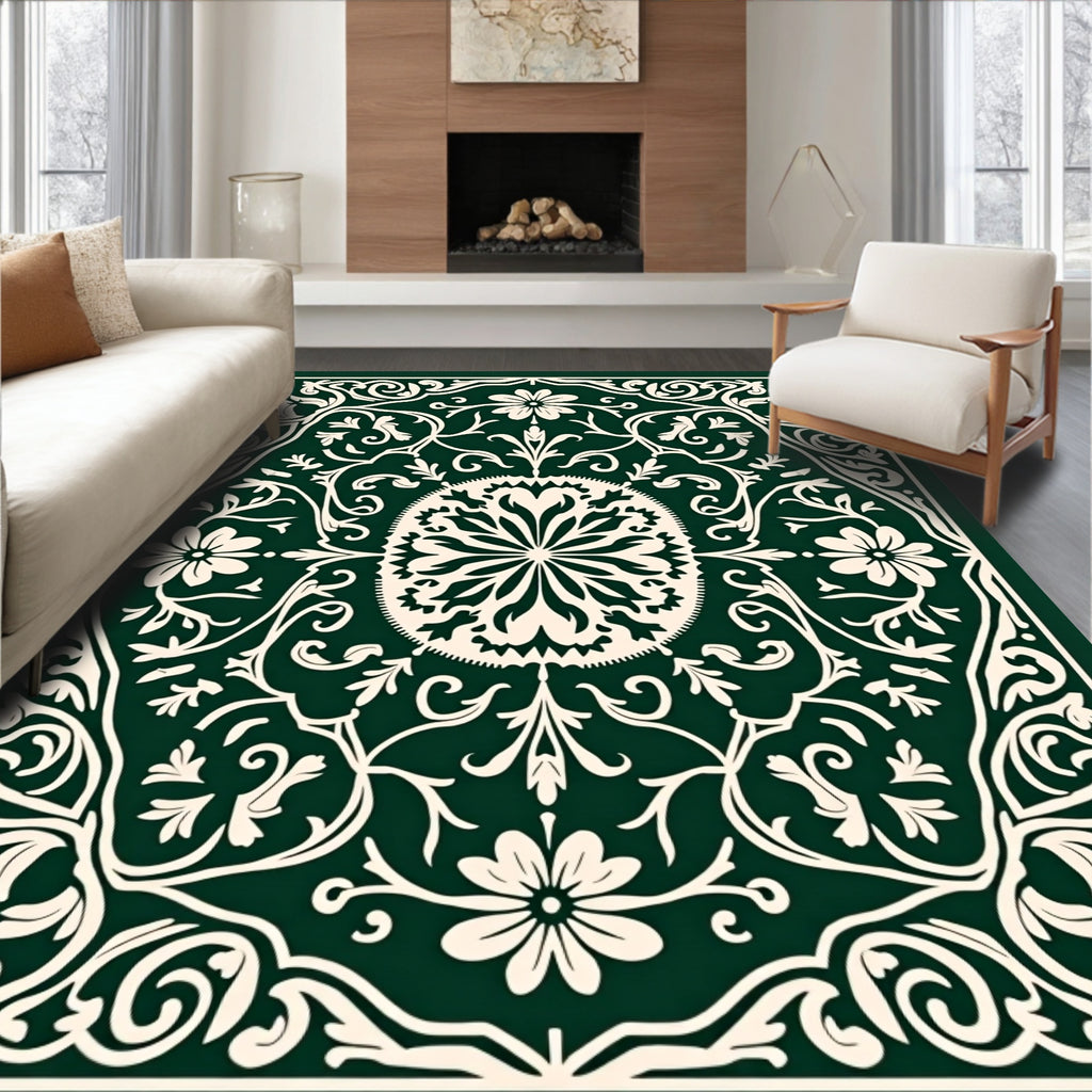 Elaborate Floral Vines Decorative Pattern Rug