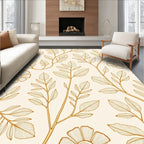 Golden Leaf and Flower Pattern Rug