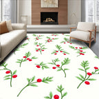 Delicate Red Berry Botanical Illustrations Rug