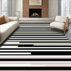 Bold Black White Cream Stripes Rug