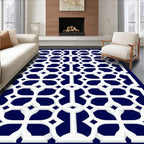 White Lattice Geometric Pattern Rug