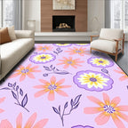 Pastel Floral Illustration Pattern Rug