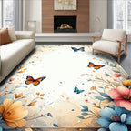 Floral Butterfly Watercolor Art Rug