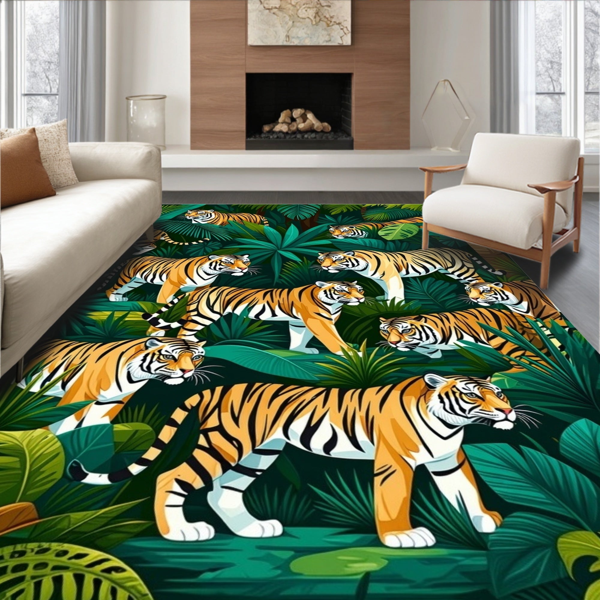 Jungle Tiger Wildlife Pattern Rug