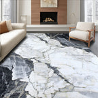 Monochromatic Marble Veined Contemporary Design Rug