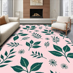 Dark Green Leafy Vine Pattern Rug