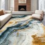Marble Gold Veined Abstract Design Rug