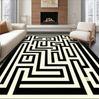 Black Ivory Geometric Maze Rug