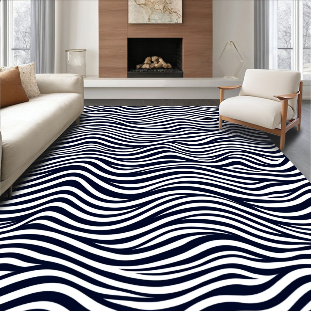 Abstract Wavy Stripes Pattern Rug