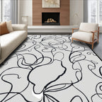 Abstract Black Line Art Design Rug