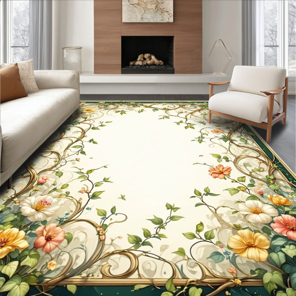Vines Blossoms Art Nouveau Rug