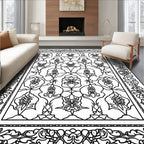 Floral Symmetry Traditional Rug Design Rug