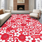 Crimson White Floral Medley Rug