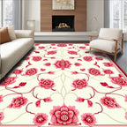 Classic Pink Floral Vine Pattern Rug