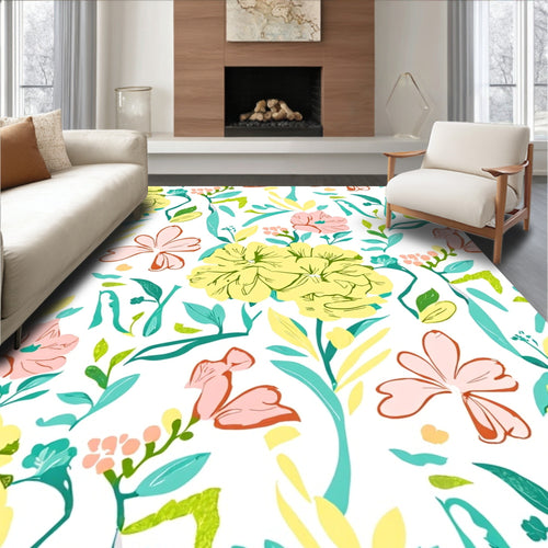 Abstract Floral Design with Bright Accents Rug