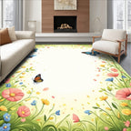 Whimsical Butterflies Floral Garden Rug