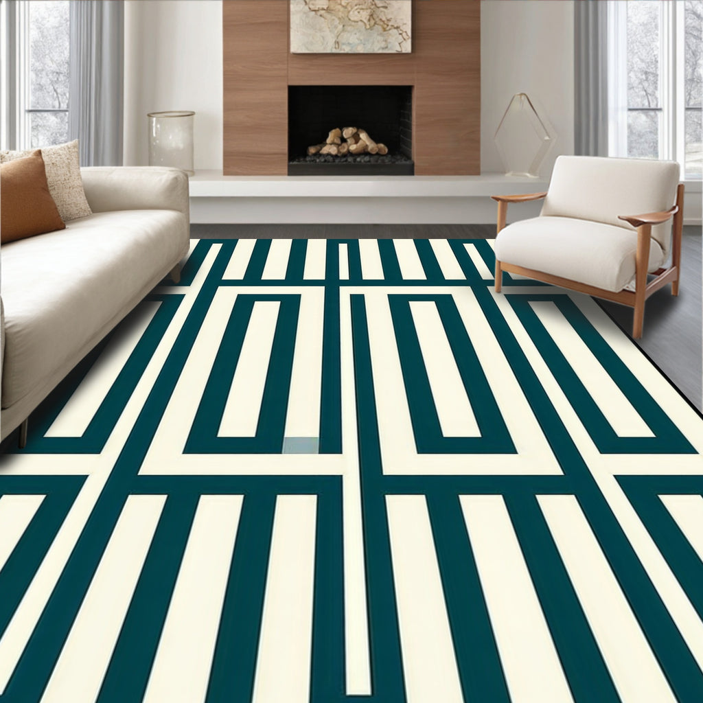 Bold Geometric Maze Pattern Rug