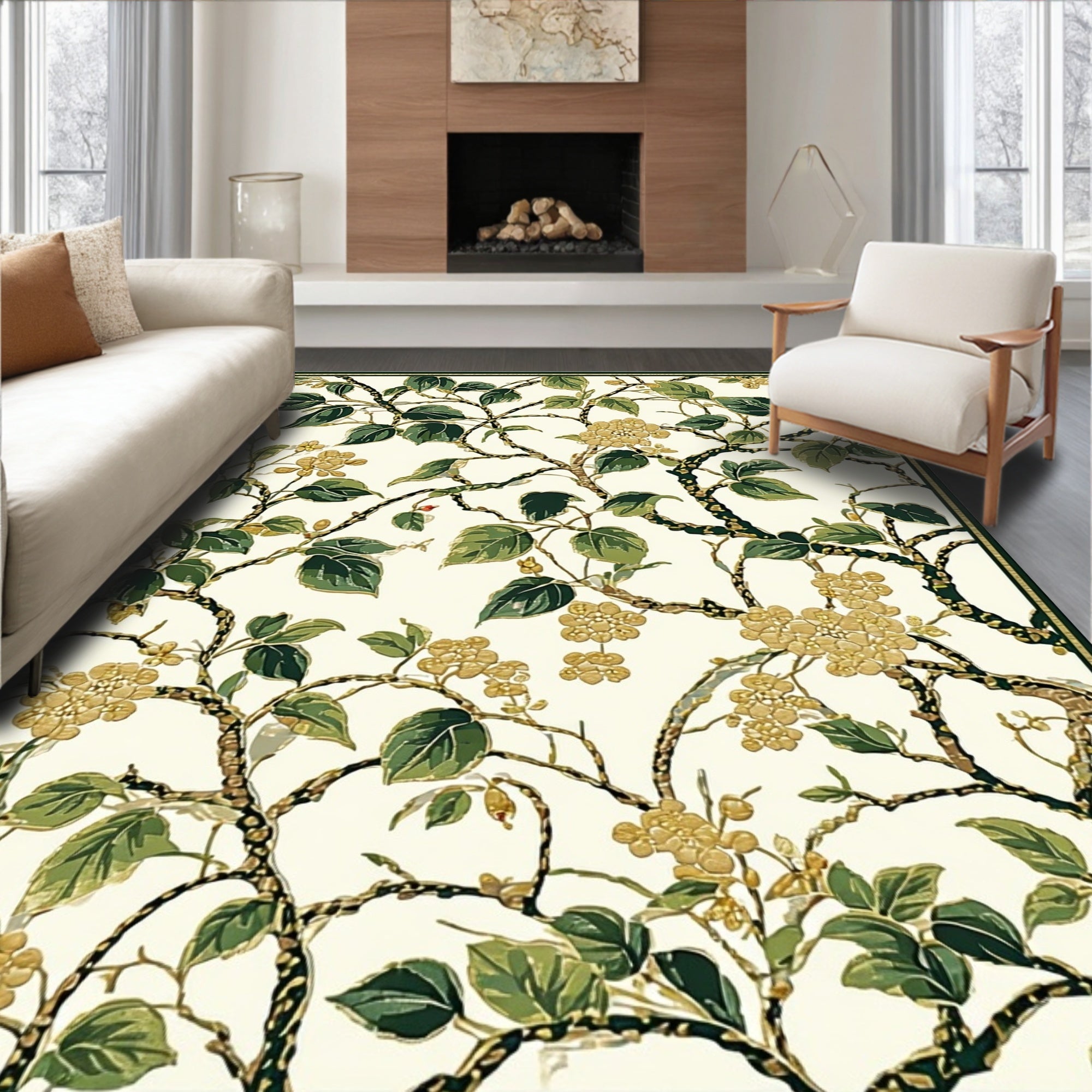 Botanical Vine Floral Design Rug