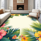 Vibrant Tropical Floral Leaf Pattern Rug