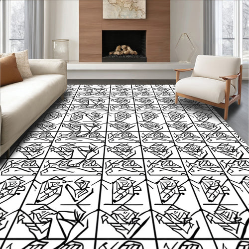 Abstract Geometric Line Art Rug