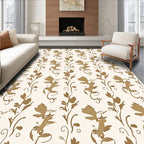 Elegant Tan Floral Vine Pattern Rug