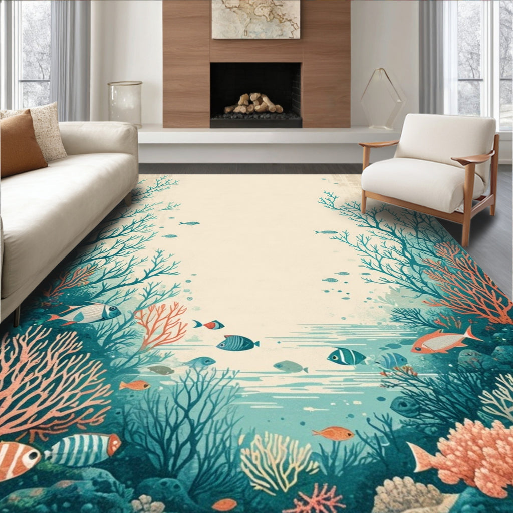 Coral Reef Fish Pattern Rug