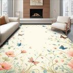 Whimsical Butterflies Flowers Pattern Rug