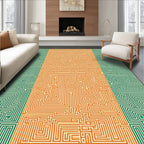 Orange Green Maze Pattern Rug