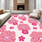Pink Large Floral Pattern Rug