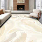Ethereal Feather Pattern with Golden Hues Rug