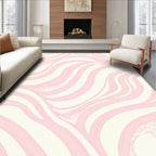 Soft Pink Wavy Swirl Abstract Rug