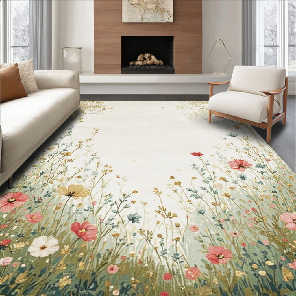 Whimsical Meadow Floral Garden Rug