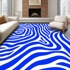 Bold Blue Zebra-Striped Design Rug