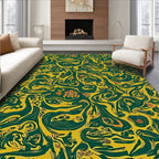 Yellow Green Abstract Swirl Pattern Rug