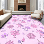 Whimsical Unicorn Floral Pattern Rug